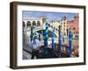 Rialto Bridge and Gondolier, Grand Canal, Venice, UNESCO World Heritage Site, Veneto, Italy, Europe-Amanda Hall-Framed Photographic Print