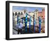 Rialto Bridge and Gondolier, Grand Canal, Venice, UNESCO World Heritage Site, Veneto, Italy, Europe-Amanda Hall-Framed Photographic Print