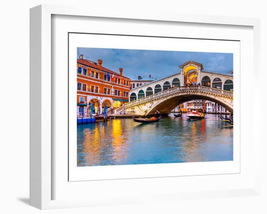 Rialto Bridge at Dusk Venice-null-Framed Art Print
