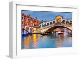 Rialto Bridge at Dusk Venice-null-Framed Art Print