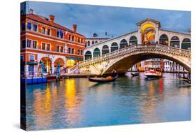 Rialto Bridge at Dusk Venice-null-Stretched Canvas