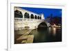 Rialto Bridge At Night, Venice, Italy-George Oze-Framed Photographic Print