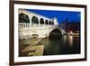 Rialto Bridge At Night, Venice, Italy-George Oze-Framed Photographic Print