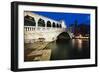 Rialto Bridge At Night, Venice, Italy-George Oze-Framed Photographic Print