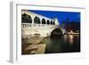 Rialto Bridge At Night, Venice, Italy-George Oze-Framed Photographic Print