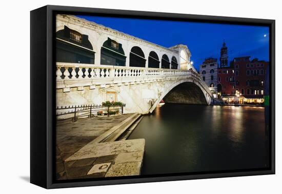 Rialto Bridge At Night, Venice, Italy-George Oze-Framed Stretched Canvas