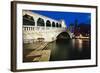 Rialto Bridge At Night, Venice, Italy-George Oze-Framed Photographic Print