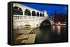 Rialto Bridge At Night, Venice, Italy-George Oze-Framed Stretched Canvas