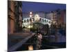 Rialto Bridge Illuminated at Night in Venice, UNESCO World Heritage Site, Veneto, Italy, Europe-null-Mounted Photographic Print