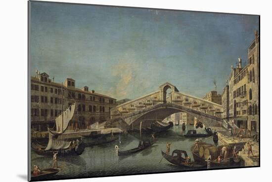 Rialto Bridge in Venice-Michele Marieschi-Mounted Giclee Print