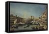 Rialto Bridge in Venice-Michele Marieschi-Framed Stretched Canvas