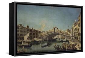Rialto Bridge in Venice-Michele Marieschi-Framed Stretched Canvas