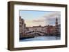 Rialto Bridge on Grand Canal at sunset in winter, Venice, UNESCO World Heritage Site, Veneto, Italy-Eleanor Scriven-Framed Photographic Print