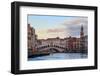 Rialto Bridge on Grand Canal at sunset in winter, Venice, UNESCO World Heritage Site, Veneto, Italy-Eleanor Scriven-Framed Photographic Print