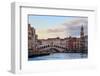 Rialto Bridge on Grand Canal at sunset in winter, Venice, UNESCO World Heritage Site, Veneto, Italy-Eleanor Scriven-Framed Photographic Print