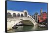 Rialto Bridge on the Grand Canal, Venice, UNESCO World Heritage Site, Veneto, Italy, Europe-Marco Brivio-Framed Stretched Canvas