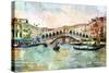 Rialto Bridge - Venetian Picture - Artwork In Painting Style-Maugli-l-Stretched Canvas