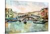 Rialto Bridge - Venetian Picture - Artwork In Painting Style-Maugli-l-Stretched Canvas