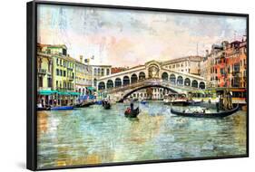 Rialto Bridge - Venetian Picture - Artwork In Painting Style-Maugli-l-Framed Art Print