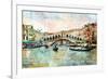 Rialto Bridge - Venetian Picture - Artwork In Painting Style-Maugli-l-Framed Art Print