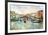 Rialto Bridge - Venetian Picture - Artwork In Painting Style-Maugli-l-Framed Art Print