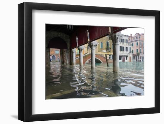 Rialto fish market during the high tide in Venice, November 2019, Venice, Italy-Carlo Morucchio-Framed Photographic Print