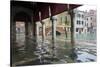 Rialto fish market during the high tide in Venice, November 2019, Venice, Italy-Carlo Morucchio-Stretched Canvas