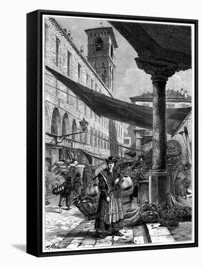 Rialto Fruit Market, Venice, Italy, 19th Century-Whymper-Framed Stretched Canvas