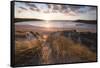 Ribbed Sand and Sand Dunes at Sunset, Crantock Beach, Crantock, Near Newquay, Cornwall-Stuart Black-Framed Stretched Canvas