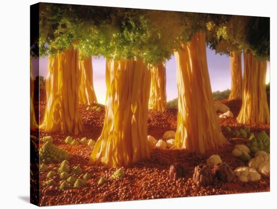 Ribbon Noodle and Lettuce Trees on Beans-Hartmut Seehuber-Stretched Canvas