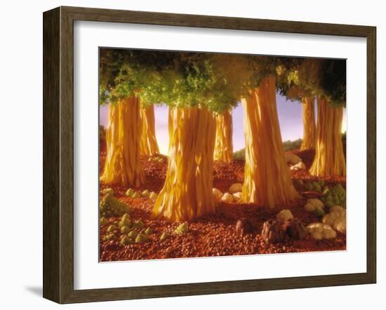 Ribbon Noodle and Lettuce Trees on Beans-Hartmut Seehuber-Framed Photographic Print