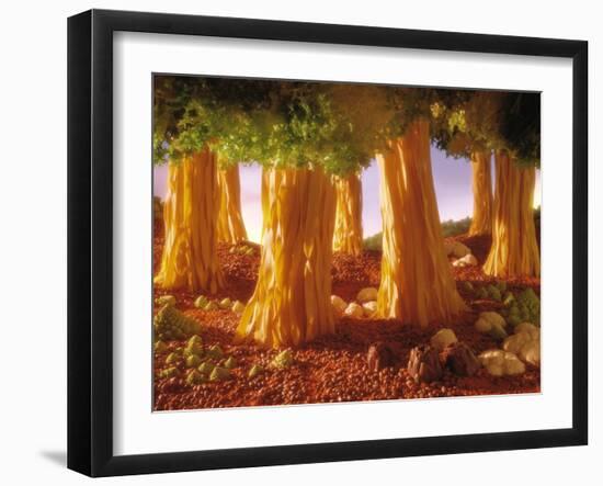 Ribbon Noodle and Lettuce Trees on Beans-Hartmut Seehuber-Framed Photographic Print