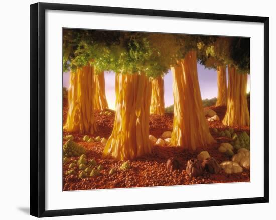 Ribbon Noodle and Lettuce Trees on Beans-Hartmut Seehuber-Framed Photographic Print