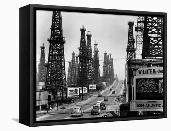 Ribbon of Highway Passing the Signal Hill Oil Field Near Long Beach-Andreas Feininger-Framed Stretched Canvas