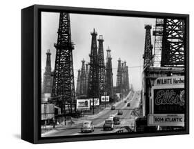 Ribbon of Highway Passing the Signal Hill Oil Field Near Long Beach-Andreas Feininger-Framed Stretched Canvas