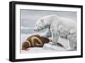 Ribbon Seal, Victim to a Polar Bear-Louis Agassiz Fuertes-Framed Giclee Print