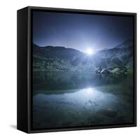 Ribno Banderishko Lake with Setting Sun, Pirin National Park, Bulgaria-null-Framed Stretched Canvas