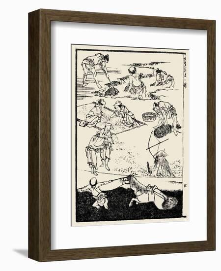 Rice Cultivation-Katsushika Hokusai-Framed Giclee Print