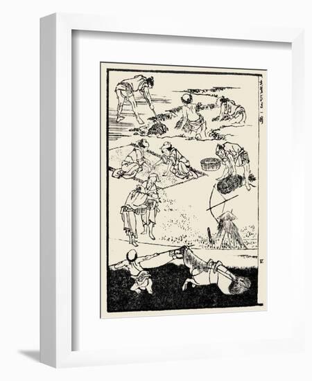 Rice Cultivation-Katsushika Hokusai-Framed Giclee Print