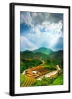 Rice Fields on Terraced of Mu Cang Chai, Yenbai, Vietnam. Rice Fields Prepare the Harvest at Northw-John Bill-Framed Photographic Print