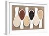 Rice Grain Selection In White Porcelain Scoops Over Hessian Background-marilyna-Framed Premium Giclee Print