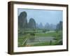 Rice Paddies, Fish Farms and Limestone Pinnacles, Fenglin Karst, Guilin, Yangshuo, Guangxi, China-Waltham Tony-Framed Photographic Print