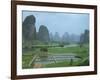 Rice Paddies, Fish Farms and Limestone Pinnacles, Fenglin Karst, Guilin, Yangshuo, Guangxi, China-Waltham Tony-Framed Photographic Print