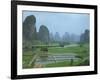 Rice Paddies, Fish Farms and Limestone Pinnacles, Fenglin Karst, Guilin, Yangshuo, Guangxi, China-Waltham Tony-Framed Photographic Print