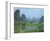 Rice Paddies, Fish Farms and Limestone Pinnacles, Fenglin Karst, Guilin, Yangshuo, Guangxi, China-Waltham Tony-Framed Photographic Print