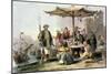 Rice Sellers at the Military Station of Tong-Chang-Too, from "China in a Series of Views"-Thomas Allom-Mounted Giclee Print