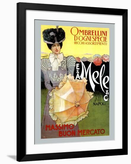 Rich Assortment in Umbrellas from Mele-Leopoldo Metlicovitz-Framed Art Print