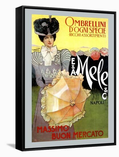 Rich Assortment in Umbrellas from Mele-Leopoldo Metlicovitz-Framed Stretched Canvas