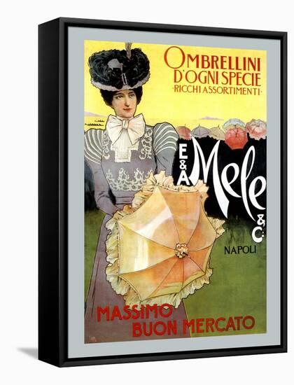 Rich Assortment in Umbrellas from Mele-Leopoldo Metlicovitz-Framed Stretched Canvas