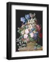 Rich Still Life of Flowers in a Basket-Alexandre-Francois Desportes-Framed Giclee Print